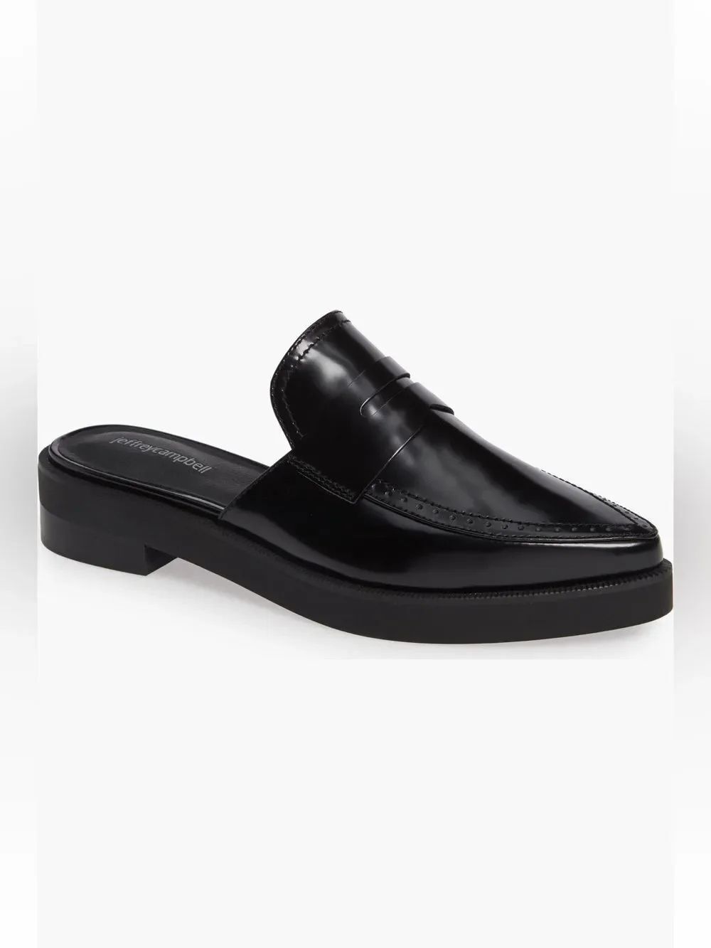 NIB JeffreyāCampbell Black Patent Leather Penny Loafer Mule - Finkman - 9.5